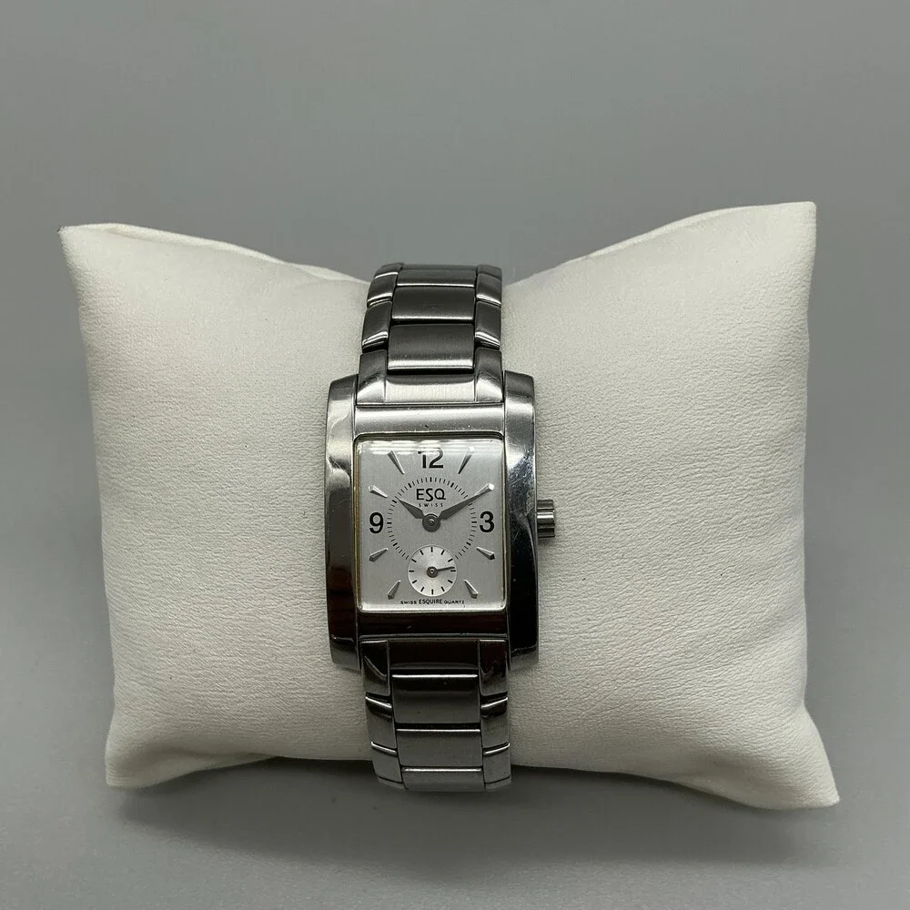 ESQ Esquire Womens Watch 21mm Silver Dial Stainless Steel New Battery 6.5